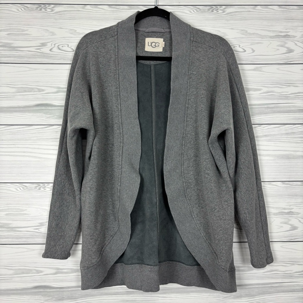 UGG Cozy Gray Slub Knit Cardigan Size Small